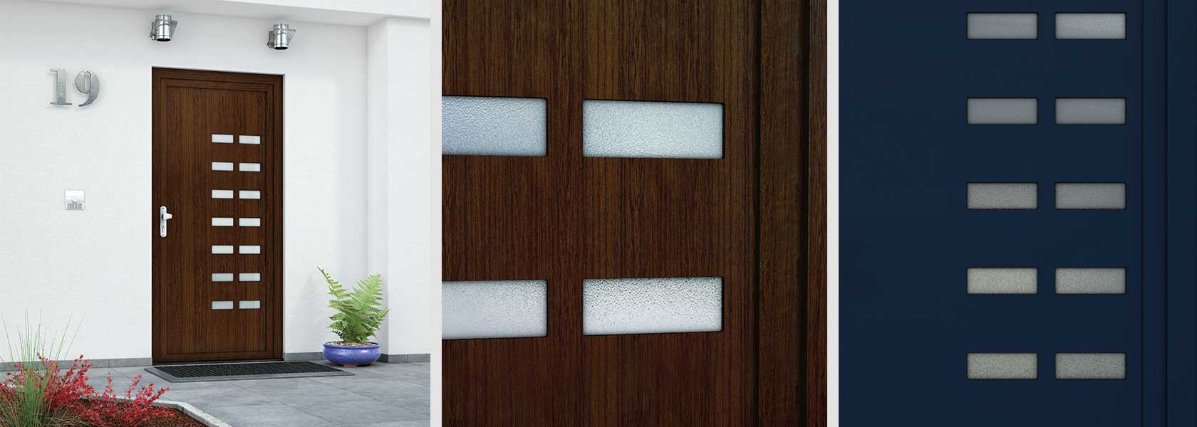 Panele do drzwi wykonane z laminatu HPL / aluminium